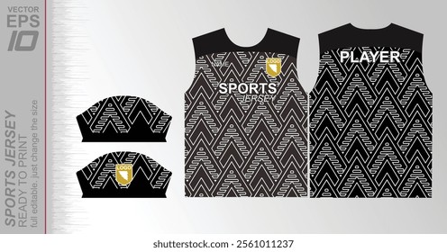 Modern ready-to-print jersey design with dynamic lines and vibrant colors. Perfect for football, basketball, cycling, or sportswear. High-quality, customizable vector file for instant printing.