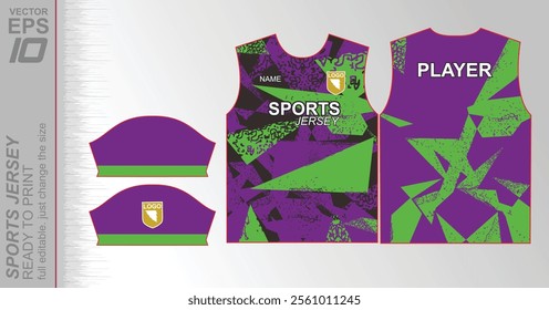 Modern ready-to-print jersey design with dynamic lines and vibrant colors. Perfect for football, basketball, cycling, or sportswear. High-quality, customizable vector file for instant printing.