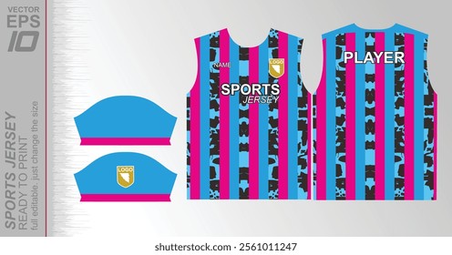 Modern ready-to-print jersey design with dynamic lines and vibrant colors. Perfect for football, basketball, cycling, or sportswear. High-quality, customizable vector file for instant printing.