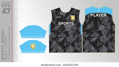 Modern ready-to-print jersey design with dynamic lines and vibrant colors. Perfect for football, basketball, cycling, or sportswear. High-quality, customizable vector file for instant printing.