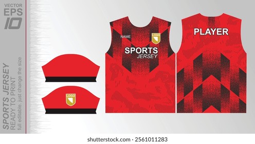 Modern ready-to-print jersey design with dynamic lines and vibrant colors. Perfect for football, basketball, cycling, or sportswear. High-quality, customizable vector file for instant printing.