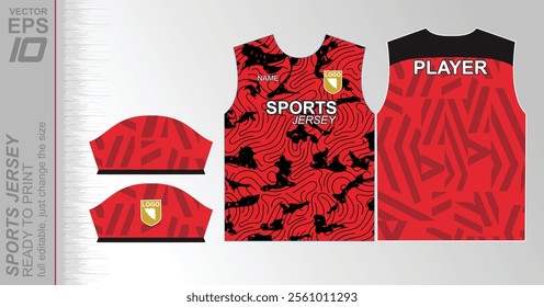 Modern ready-to-print jersey design with dynamic lines and vibrant colors. Perfect for football, basketball, cycling, or sportswear. High-quality, customizable vector file for instant printing.