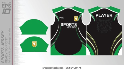 Modern ready-to-print jersey design with dynamic lines and vibrant colors. Perfect for football, basketball, cycling, or sportswear. High-quality, customizable vector file for instant printing.