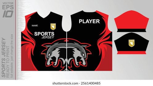 Modern ready-to-print jersey design with dynamic lines and vibrant colors. Perfect for football, basketball, cycling, or sportswear. High-quality, customizable vector file for instant printing.