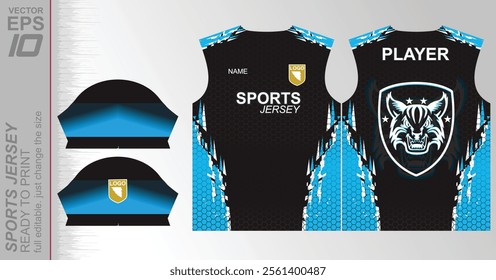 Modern ready-to-print jersey design with dynamic lines and vibrant colors. Perfect for football, basketball, cycling, or sportswear. High-quality, customizable vector file for instant printing.