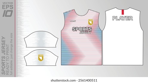 Modern ready-to-print jersey design with dynamic lines and vibrant colors. Perfect for football, basketball, cycling, or sportswear. High-quality, customizable vector file for instant printing.