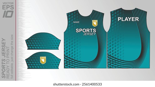 Modern ready-to-print jersey design with dynamic lines and vibrant colors. Perfect for football, basketball, cycling, or sportswear. High-quality, customizable vector file for instant printing.