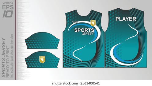 Modern ready-to-print jersey design with dynamic lines and vibrant colors. Perfect for football, basketball, cycling, or sportswear. High-quality, customizable vector file for instant printing.