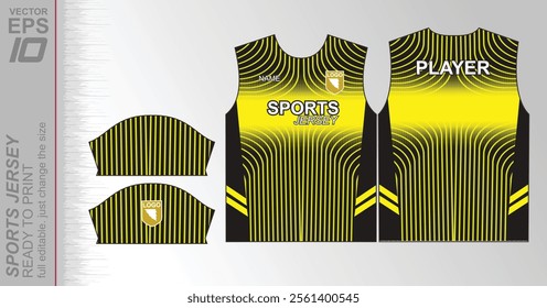 Modern ready-to-print jersey design with dynamic lines and vibrant colors. Perfect for football, basketball, cycling, or sportswear. High-quality, customizable vector file for instant printing.