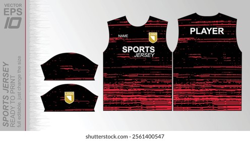 Modern ready-to-print jersey design with dynamic lines and vibrant colors. Perfect for football, basketball, cycling, or sportswear. High-quality, customizable vector file for instant printing.