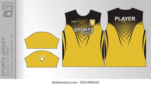 Modern ready-to-print jersey design with dynamic lines and vibrant colors. Perfect for football, basketball, cycling, or sportswear. High-quality, customizable vector file for instant printing.