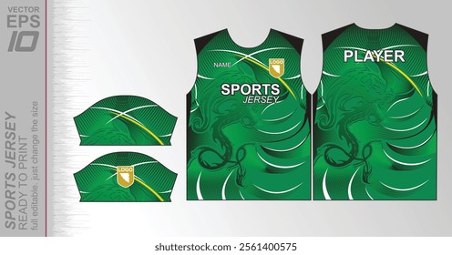 Modern ready-to-print jersey design with dynamic lines and vibrant colors. Perfect for football, basketball, cycling, or sportswear. High-quality, customizable vector file for instant printing.