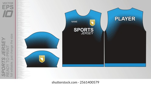 Modern ready-to-print jersey design with dynamic lines and vibrant colors. Perfect for football, basketball, cycling, or sportswear. High-quality, customizable vector file for instant printing.