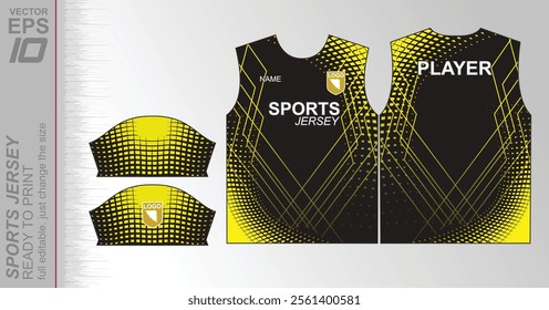 Modern ready-to-print jersey design with dynamic lines and vibrant colors. Perfect for football, basketball, cycling, or sportswear. High-quality, customizable vector file for instant printing.