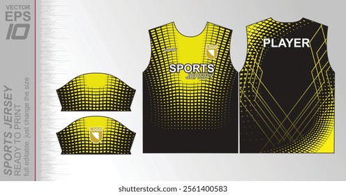 Modern ready-to-print jersey design with dynamic lines and vibrant colors. Perfect for football, basketball, cycling, or sportswear. High-quality, customizable vector file for instant printing.