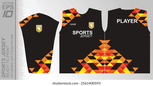 Modern ready-to-print jersey design with dynamic lines and vibrant colors. Perfect for football, basketball, cycling, or sportswear. High-quality, customizable vector file for instant printing.