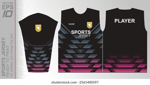 Modern ready-to-print jersey design with dynamic lines and vibrant colors. Perfect for football, basketball, cycling, or sportswear. High-quality, customizable vector file for instant printing.