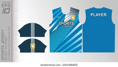 Modern ready-to-print jersey design with dynamic lines and vibrant colors. Perfect for football, basketball, cycling, or sportswear. High-quality, customizable vector file for instant printing.