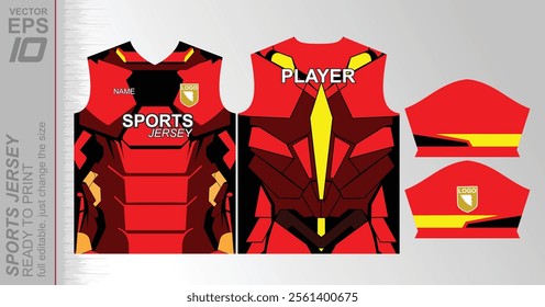 Modern ready-to-print jersey design with dynamic lines and vibrant colors. Perfect for football, basketball, cycling, or sportswear. High-quality, customizable vector file for instant printing.