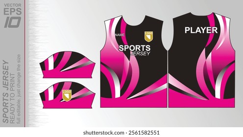 Modern ready-to-print jersey design with dynamic lines and vibrant colors. Perfect for football, basketball, cycling, or sportswear. High-quality, customizable vector file for instant printing.