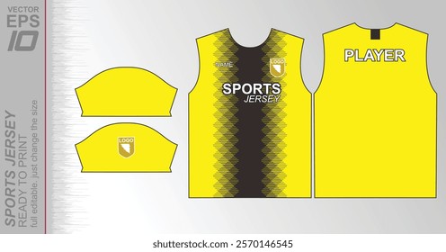 Modern ready-to-print jersey design with dynamic lines and vibrant colors. Perfect for football, basketball, cycling, or sportswear. High-quality, customizable vector file for instant printing.