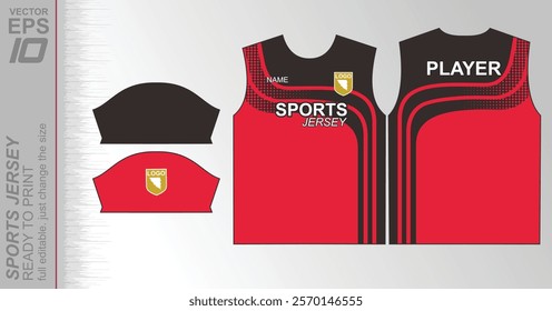 Modern ready-to-print jersey design with dynamic lines and vibrant colors. Perfect for football, basketball, cycling, or sportswear. High-quality, customizable vector file for instant printing.