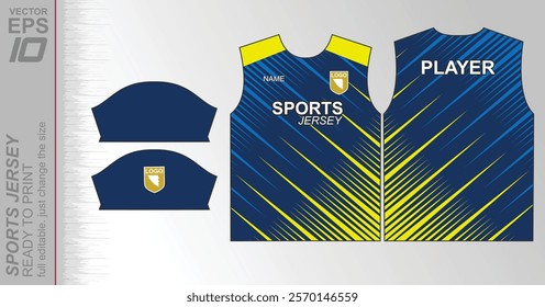 Modern ready-to-print jersey design with dynamic lines and vibrant colors. Perfect for football, basketball, cycling, or sportswear. High-quality, customizable vector file for instant printing.