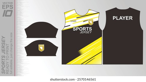 Modern ready-to-print jersey design with dynamic lines and vibrant colors. Perfect for football, basketball, cycling, or sportswear. High-quality, customizable vector file for instant printing.