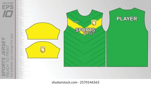 Modern ready-to-print jersey design with dynamic lines and vibrant colors. Perfect for football, basketball, cycling, or sportswear. High-quality, customizable vector file for instant printing.