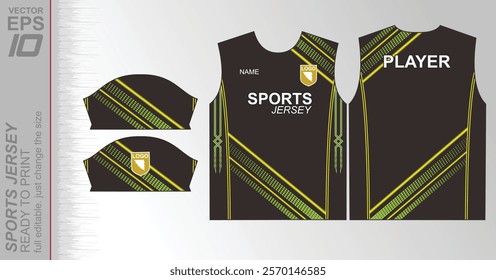 Modern ready-to-print jersey design with dynamic lines and vibrant colors. Perfect for football, basketball, cycling, or sportswear. High-quality, customizable vector file for instant printing.