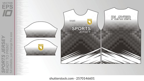 Modern ready-to-print jersey design with dynamic lines and vibrant colors. Perfect for football, basketball, cycling, or sportswear. High-quality, customizable vector file for instant printing.