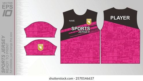 Modern ready-to-print jersey design with dynamic lines and vibrant colors. Perfect for football, basketball, cycling, or sportswear. High-quality, customizable vector file for instant printing.