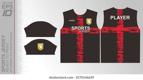 Modern ready-to-print jersey design with dynamic lines and vibrant colors. Perfect for football, basketball, cycling, or sportswear. High-quality, customizable vector file for instant printing.