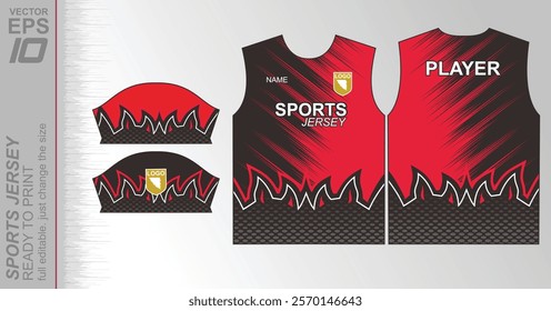 Modern ready-to-print jersey design with dynamic lines and vibrant colors. Perfect for football, basketball, cycling, or sportswear. High-quality, customizable vector file for instant printing.