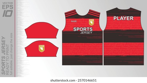 Modern ready-to-print jersey design with dynamic lines and vibrant colors. Perfect for football, basketball, cycling, or sportswear. High-quality, customizable vector file for instant printing.