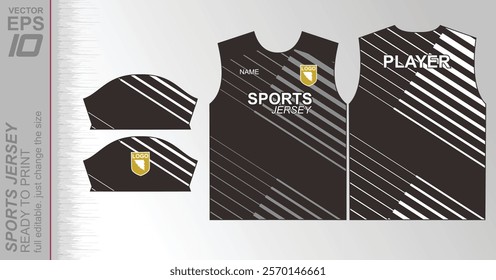 Modern ready-to-print jersey design with dynamic lines and vibrant colors. Perfect for football, basketball, cycling, or sportswear. High-quality, customizable vector file for instant printing.