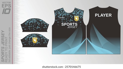 Modern ready-to-print jersey design with dynamic lines and vibrant colors. Perfect for football, basketball, cycling, or sportswear. High-quality, customizable vector file for instant printing.