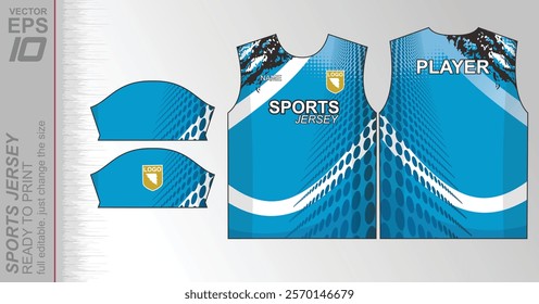 Modern ready-to-print jersey design with dynamic lines and vibrant colors. Perfect for football, basketball, cycling, or sportswear. High-quality, customizable vector file for instant printing.