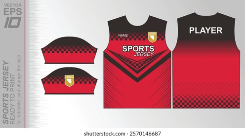 Modern ready-to-print jersey design with dynamic lines and vibrant colors. Perfect for football, basketball, cycling, or sportswear. High-quality, customizable vector file for instant printing.