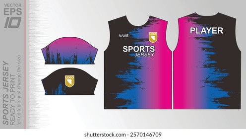 Modern ready-to-print jersey design with dynamic lines and vibrant colors. Perfect for football, basketball, cycling, or sportswear. High-quality, customizable vector file for instant printing.