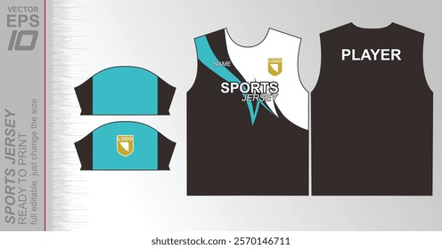 Modern ready-to-print jersey design with dynamic lines and vibrant colors. Perfect for football, basketball, cycling, or sportswear. High-quality, customizable vector file for instant printing.