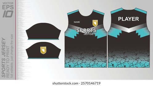 Modern ready-to-print jersey design with dynamic lines and vibrant colors. Perfect for football, basketball, cycling, or sportswear. High-quality, customizable vector file for instant printing.