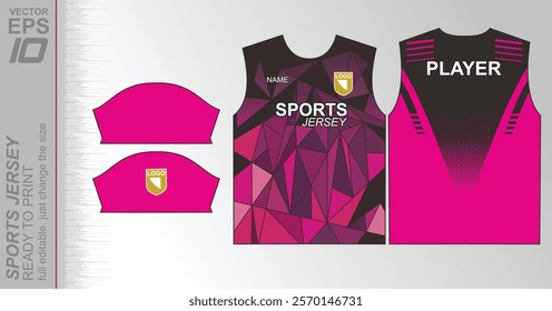 Modern ready-to-print jersey design with dynamic lines and vibrant colors. Perfect for football, basketball, cycling, or sportswear. High-quality, customizable vector file for instant printing.