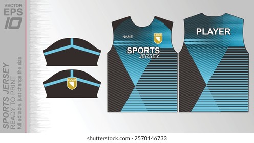 Modern ready-to-print jersey design with dynamic lines and vibrant colors. Perfect for football, basketball, cycling, or sportswear. High-quality, customizable vector file for instant printing.