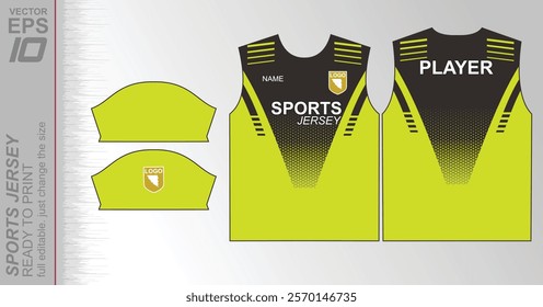 Modern ready-to-print jersey design with dynamic lines and vibrant colors. Perfect for football, basketball, cycling, or sportswear. High-quality, customizable vector file for instant printing.