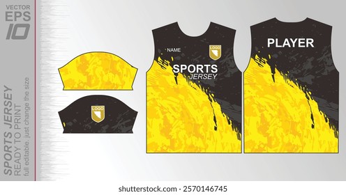 Modern ready-to-print jersey design with dynamic lines and vibrant colors. Perfect for football, basketball, cycling, or sportswear. High-quality, customizable vector file for instant printing.