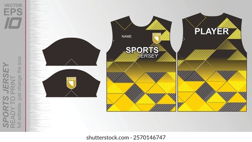 Modern ready-to-print jersey design with dynamic lines and vibrant colors. Perfect for football, basketball, cycling, or sportswear. High-quality, customizable vector file for instant printing.