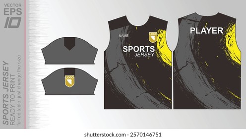 Modern ready-to-print jersey design with dynamic lines and vibrant colors. Perfect for football, basketball, cycling, or sportswear. High-quality, customizable vector file for instant printing.