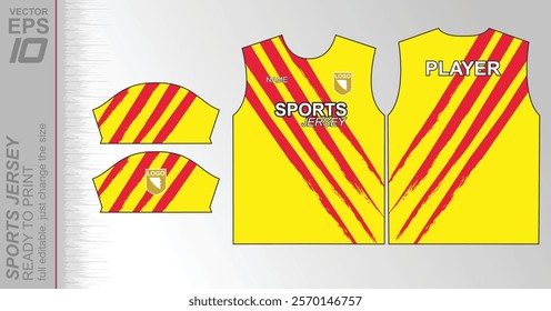 Modern ready-to-print jersey design with dynamic lines and vibrant colors. Perfect for football, basketball, cycling, or sportswear. High-quality, customizable vector file for instant printing.