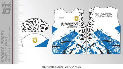 Modern ready-to-print jersey design with dynamic lines and vibrant colors. Perfect for football, basketball, cycling, or sportswear. High-quality, customizable vector file for instant printing.